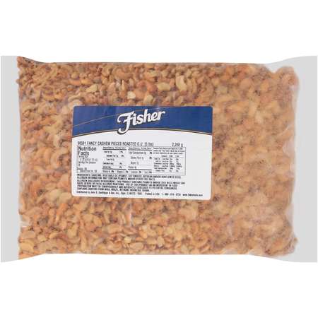 FISHER 5lbs Fisher Roasted Cashews No Salt Large 80581